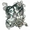 the corpse bride and coraline  tattoo design idea