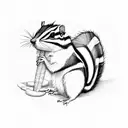 monstera chipmunk tattoo design idea
