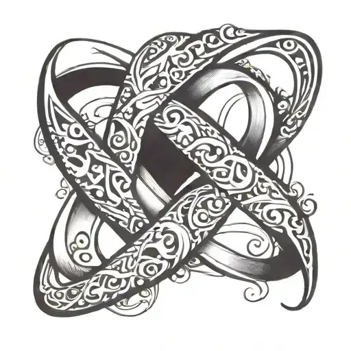 draw M and W together as infinity sign, similar to the number 8 but turned around, only the infinity drawing in black in tattoo design idea
