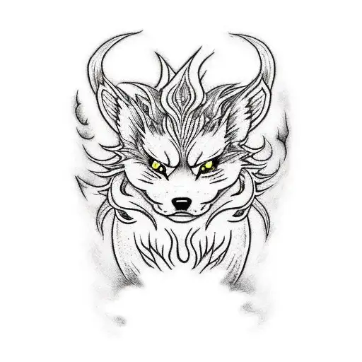 i want a small, neo japanese style tattoo that looks like the firewolf pup from adventure time tattoo design idea