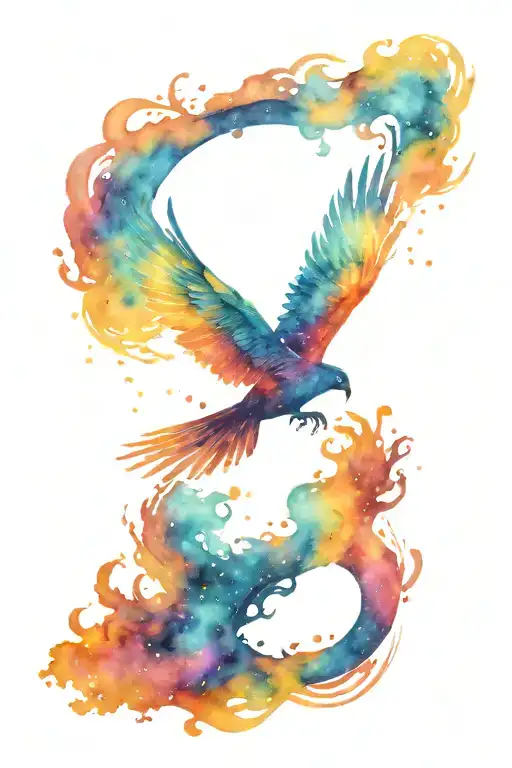 Illenium phoenix filled with nebula or galaxy design tattoo design idea