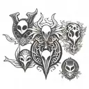 Logos for the games Hollow Knight, Undertale, and OneShot tattoo design idea