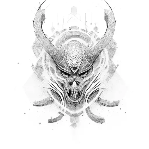 cyber tribal  tattoo design idea