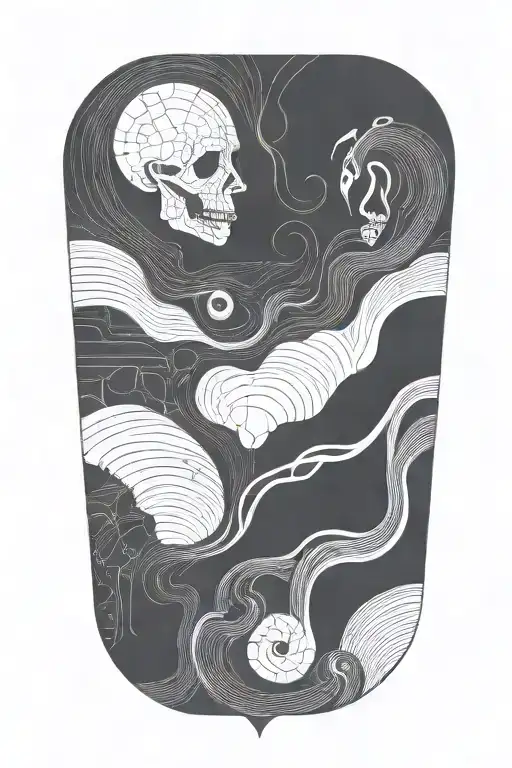 dark abstraction creepy lines. in the style of Picasso tattoo design idea