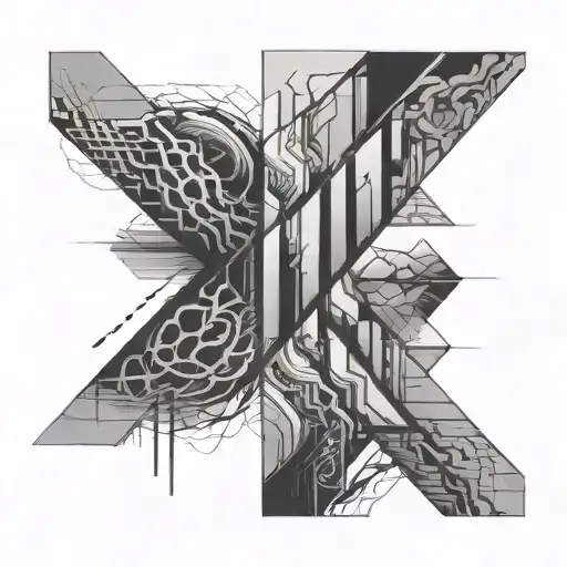 line abstraction. three-layer work leg sleeve tattoo design idea