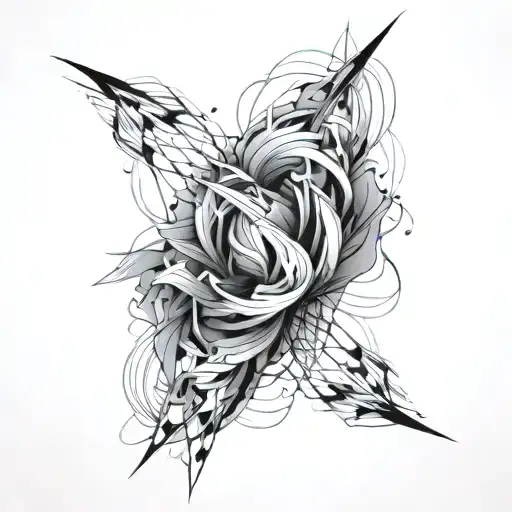 line abstraction. three-layer work tattoo design idea