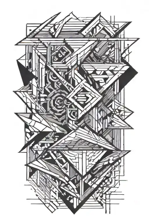line abstraction. straight lines on trapezoid tattoo design idea