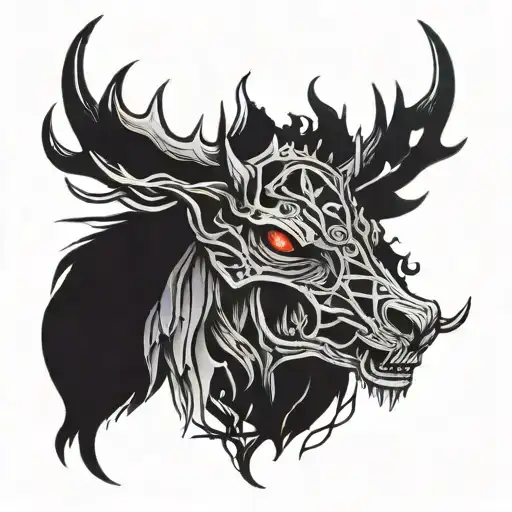 A dark and mysterious tattoo design symbolizing the client's passion for hunting undead beings tattoo design idea