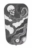 dark abstraction creepy lines. in the style of Picasso tattoo design idea