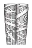 line abstraction. three-layer work leg sleeve tattoo design idea
