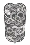 abstraction. lines. multi-layer work tattoo design idea