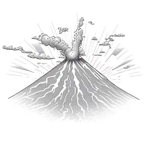 sunrise on a volcano tattoo design idea
