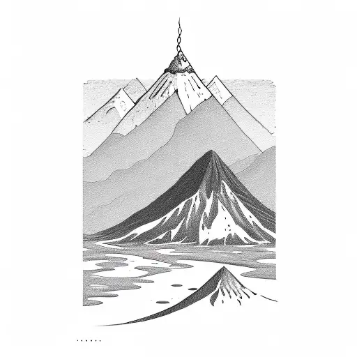 sunrise on a volcano tattoo design idea