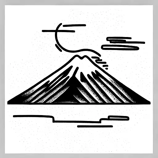 sunrise on a volcano tattoo design idea