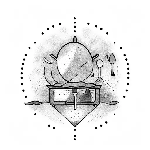 chef knife with gastronomic filling tattoo design idea