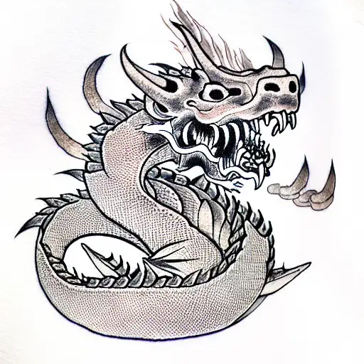demon phonk face dragon tattoo design idea