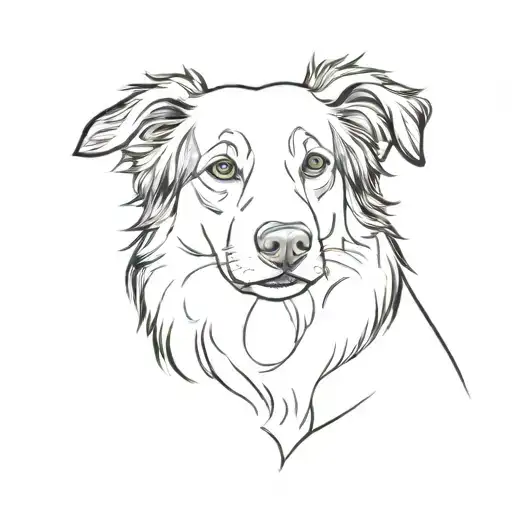 border collie with hand  tattoo design idea
