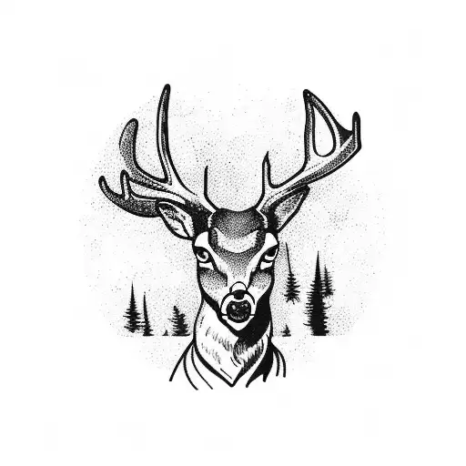 deer and mountain  tattoo design idea