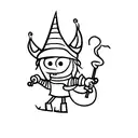 Stick man hiking wearing a wizard  hat tattoo design idea