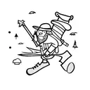 Stick man hiking wearing a wizard  hat tattoo design idea