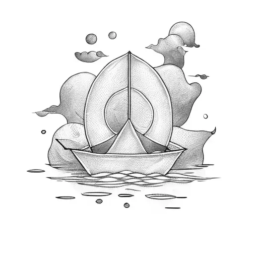A paper boat sailing on a sea of coffee, merging the client's love for paperboats and coffee tattoo design idea
