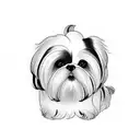 shih tzu lying on a rose tattoo design idea