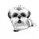shih tzu lying on a rose tattoo design idea