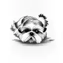 shih tzu lying on a rose tattoo design idea
