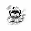 shih tzu lying on a rose tattoo design idea