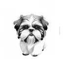 shih tzu lying on a rose tattoo design idea