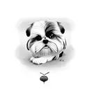 shih tzu lying on a rose tattoo design idea