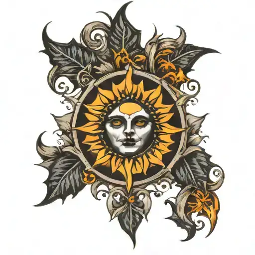 gothic sun tattoo design idea