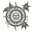 gothic sun without face tattoo design idea