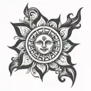 gothic sun without face tattoo design idea