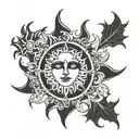 gothic sun without face tattoo design idea