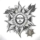 gothic sun without face tattoo design idea