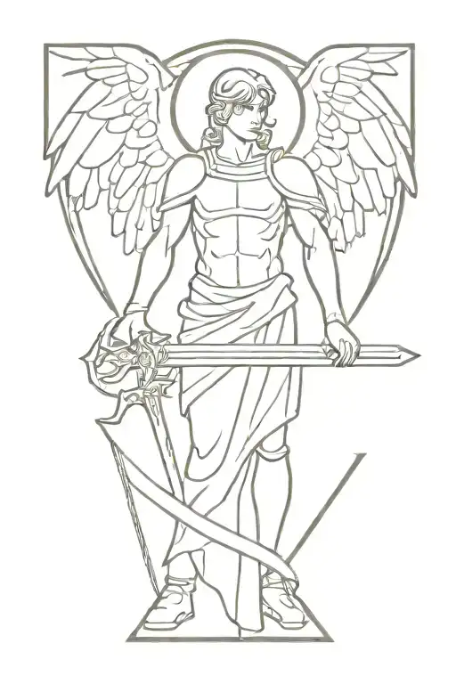 michael archangel with sword tattoo design idea