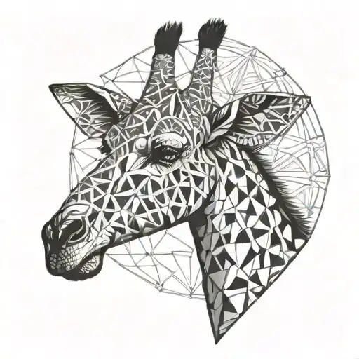 Geometric giraffe head mandala design tattoo design idea