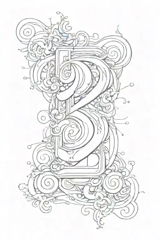 the number 222 in a vertical line with artistic details  tattoo design idea
