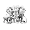 Two elephants facing eachother touching foreheads tattoo design idea