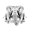 Two elephants facing eachother touching foreheads tattoo design idea