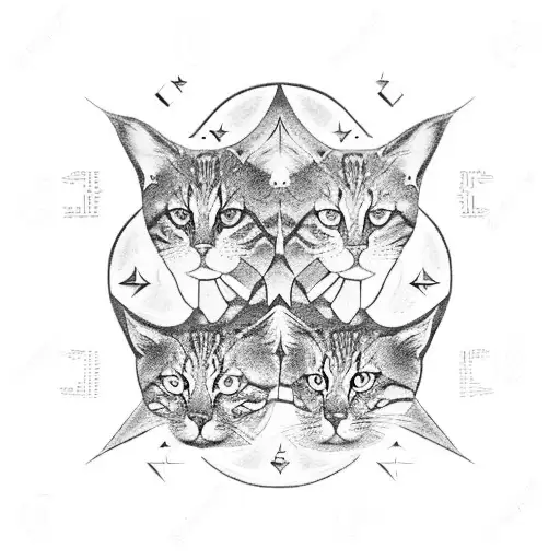 gemini zodiac sign in the form of egyptian cats  tattoo design idea