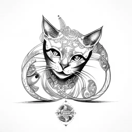 gemini zodiac sign in the form of  cats  tattoo design idea