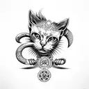 gemini zodiac sign in the form of  grunge cats  tattoo design idea