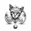 gemini zodiac sign in the form of  grunge cats  tattoo design idea