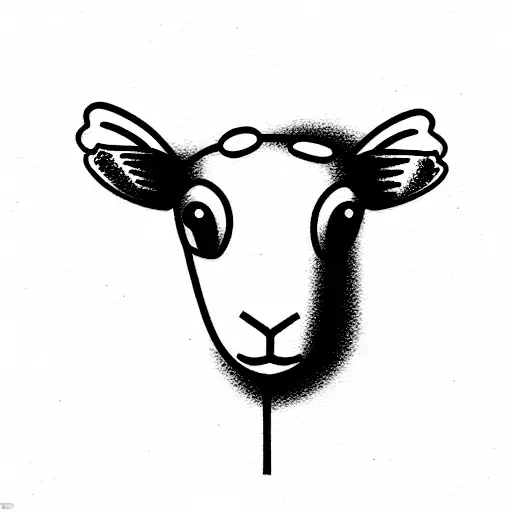 lamb laying in a field  tattoo design idea