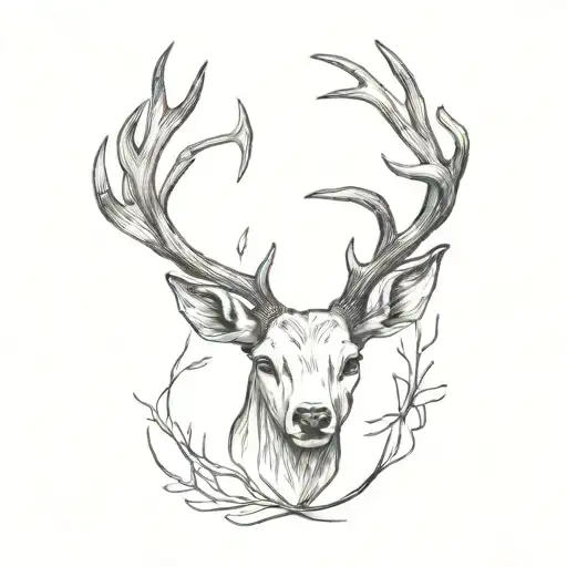 deer antler tattoo design idea