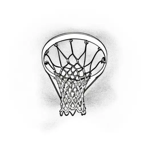 Basketball hoop with a shutter lens as the net tattoo design idea