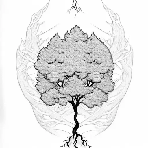 A family tree with intricate roots and branches tattoo design idea