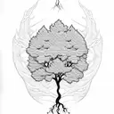 A family tree with intricate roots and branches tattoo design idea